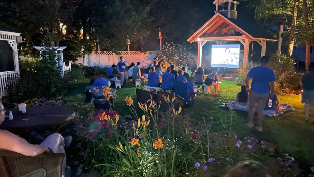 Outdoor movie theater at the Phineas Swann Inn & Spa